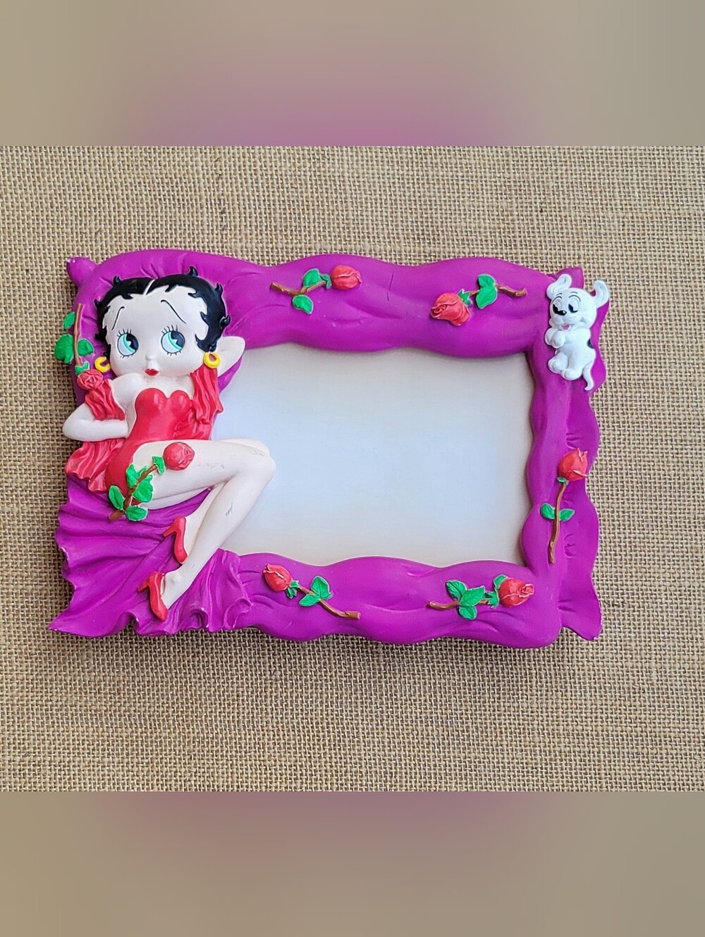 Vintage 2000 Betty Boop in a Bed of Roses with Pudgy 6x4 Picture Frame